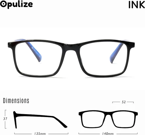 Vista 7 de OPULIZE INK - Gafas de lectura – Paquete económico de 2 – Marco rectangular grande – Bisagras de resorte – Resistente a los arañazos – Brazo negro