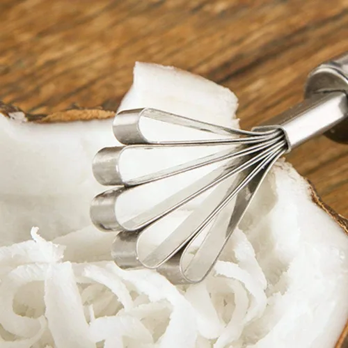 Vista 5 de Fdit Rascador de coco de acero inoxidable con diseño de cinco mandíbulas, herramienta de cocina multifuncional para el hogar con gancho accesorio
