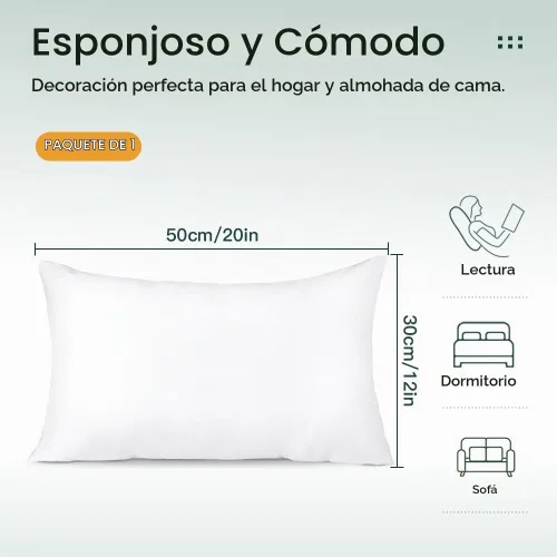 Vista 3 de OTOSTAR Cojín de almohada de 12 x 20 pulgadas, cojín interior suave y esponjoso, relleno de cojín blanco decorativo