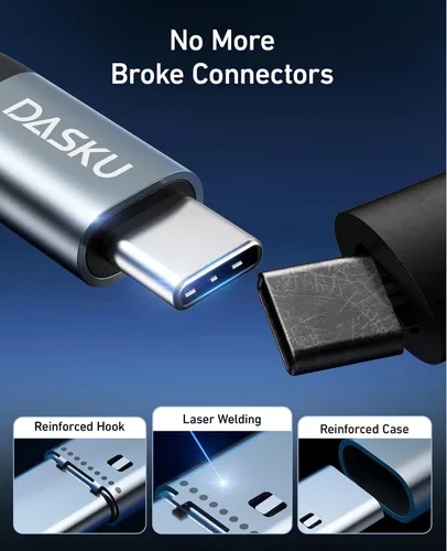 Vista 7 de Dasku iPhone 17 USB C a USB C de carga rápida, 60 W (3.1 A), paquete de 2 cables cargador de carga de 3 pies tipo C para iPhone 17/16/15/15 Plus/15