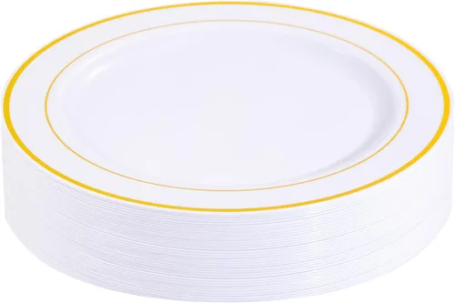 Vista 13 de bUCLA 30 platos de plástico transparente desechables, platos de plástico transparente resistentes de 10.25 pulgadas para fiestas y bodas