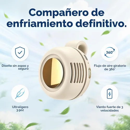 Vista 8 de Mini ventilador portátil sin aspas silencioso Blanco