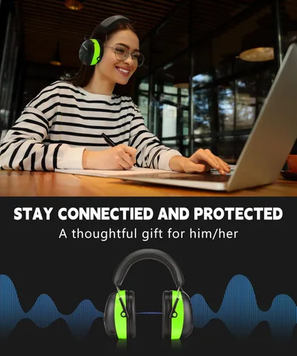 Vista 6 de ZOHAN 037 Auriculares de protección auditiva Bluetooth con batería recargable de 1500 mAh, NRR 25dB reducción de ruido orejeras con 40 horas