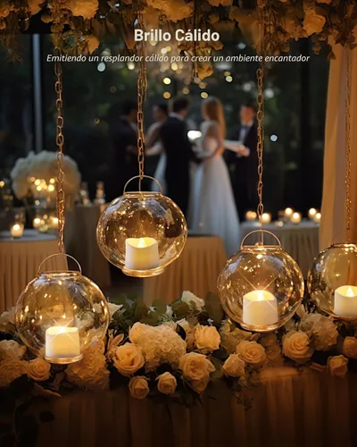 Vista 3 de Homemory Paquete de 48 velas parpadeantes sin llama, velas falsas LED que funcionan con pilas más de 200 horas para centros de mesa de boda, base