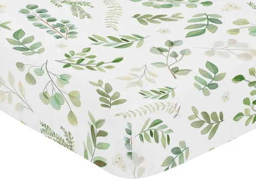 Vista 3 de Sweet Jojo Designs Sábana bajera para cuna de bebé 100% algodón (hojas florales bohemias) para niñas y niños, guardería infantil, habitación
