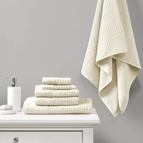 Vista 14 de Madison Park Spa Waffle - Juego de toallas de lujo 100 % algodón, tejido de gofre de textura premium, altamente absorbente, secado rápido, ropa