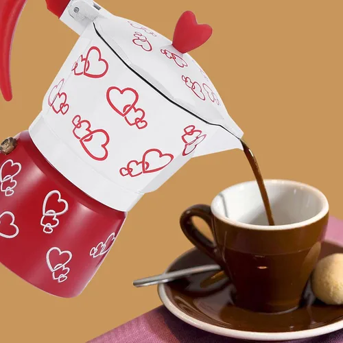 Vista 3 de Cyrank Moka - Estufa de aluminio, cafetera de café italiano, cafetera de moca, cafetera cubana para capuchino, café con leche (L)