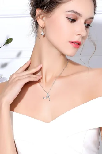 Vista 5 de EUDORA Collares de plata de ley con inicial para mujer regalos clásicos sin cuello de 26 letras para niñas hermana madre e hija cadena de 18