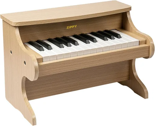 Vista 8 de Teclado de Piano para Niños ZIPPY, Piano Digital de 25 Teclas para Niños, Mini Instrumento Educativo Musical de Juguete, Juguete de Madera para Negro