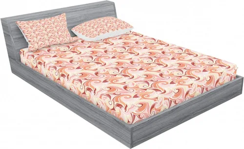 Vista 2 de Ambesonne Abstract 2 Pack Fitted Sheet & Pillow Sham Set, Pastel Retro Swirls, 4 Pcs Bedding Decor, Package Contains 2 Full Size Fitted Sheets & 4
