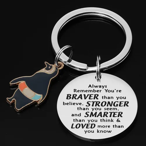 Vista 2 de Llavero de pingüino, regalo de pingüinos edificantes, regalo para los amantes de los pingüinos You are Braver Stronger Smarter Than You Think