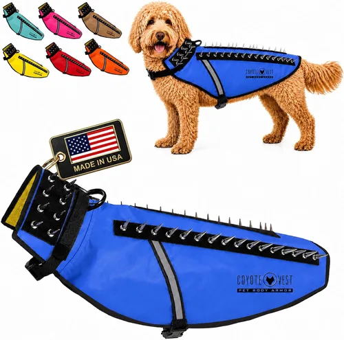Vista 27 de CoyoteVest Chaleco Protector de Arnés para Perro, Accesorios Reflectantes para Perro con Picos para Proteger a tu Mascota de Ataques de Rapaces