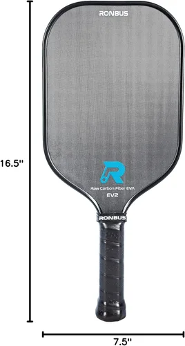 Vista 7 de EV2 Raw Toray T700 Paleta de pickleball de fibra de carbono con núcleo de EVA mejorado de 0.630 in