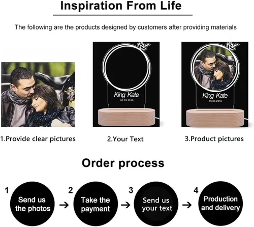 Vista 6 de guf Marco de fotos personalizado grabado, marco de fotos personalizado con cristal 3D, regalos para esposa, regalos de novio, regalos de pareja