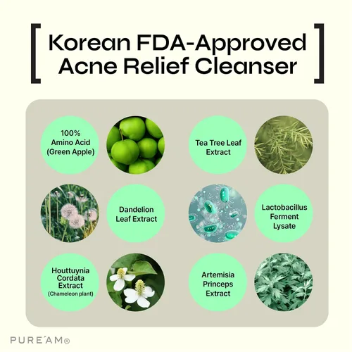 Vista 8 de PURE'AM - Lavado facial suave con aminoácidos, ácido salicílico - 4.05 onzas líquidas, 4.1 fl oz - Limpiador facial coreano - Clarificación, espuma
