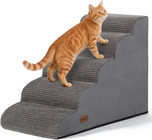 Vista 8 de Escaleras para perros y gatos pequeños, rampa de escaleras para mascotas de Gris