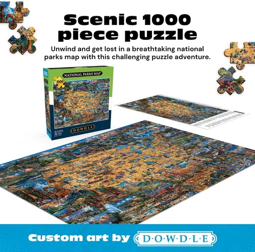 Vista 2 de Buffalo Games Dowdle National Parks Mapa, rompecabezas para adultos, 1000 piezas Jigsaw Puzzles 1000 Pieces, 1000 Piece Puzzle for Adults, Large
