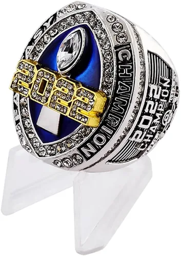 Vista 2 de Anillo del campeonato de fútbol de fantasía 2022 Anillo pesado de campeón FFL Trofeo de premio chapado en oro y plata para el ganador de la Liga