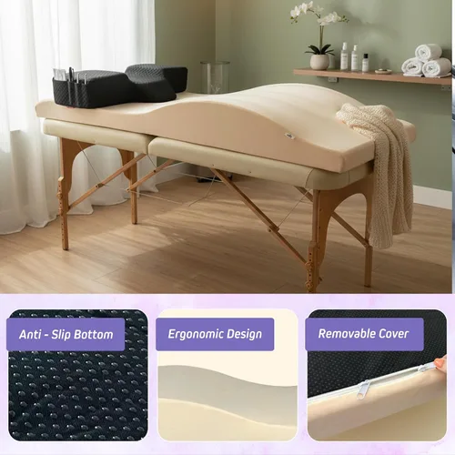 Vista 2 de Colchón curvo (28 pulgadas) + almohada Almohada curvada de espuma viscoelástica con soporte para cuello y espalda Cubrecama de masaje