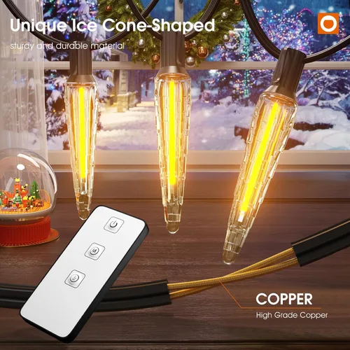 Vista 7 de addlon Luces de Navidad de 50 pies con control remoto, luces de lluvia de meteoritos impermeables, color blanco cálido, función de temporizador