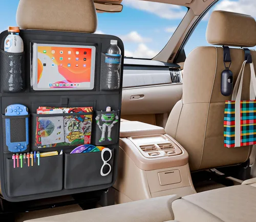 Vista 8 de Kit de iniciación para los nuevos padres con 1 organizador de asiento trasero, 2 parasoles de ventana, 2 ganchos para reposacabezas, 1 espejo