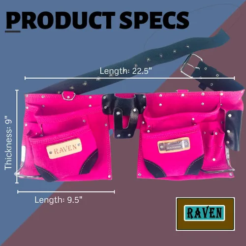 Vista 5 de Raven Bolsas de herramientas Rosa, azul, beige, negro Cinturón de nailon + cinturón de cuero Bolsa individual + bolsa doble