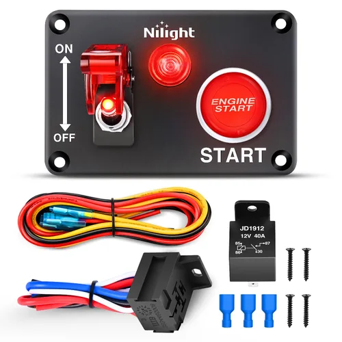 Vista 13 de Nilight - Interruptor de 3 palancas, panel basculante de 12 V con luz LED y cubierta abatible, placa de interruptor de encendido/apagado de alta