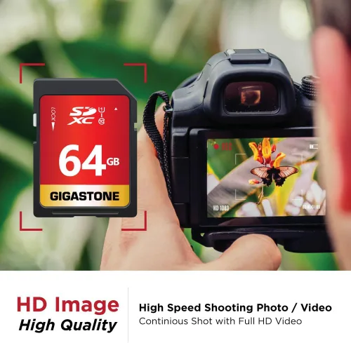 Vista 4 de GIGASTONE Tarjeta SD de 64 GB, paquete de 2 unidades UHS-I U1 Clase 10 SDXC Tarjeta de memoria SDXC de alta velocidad Full HD Video Olympus Cámara