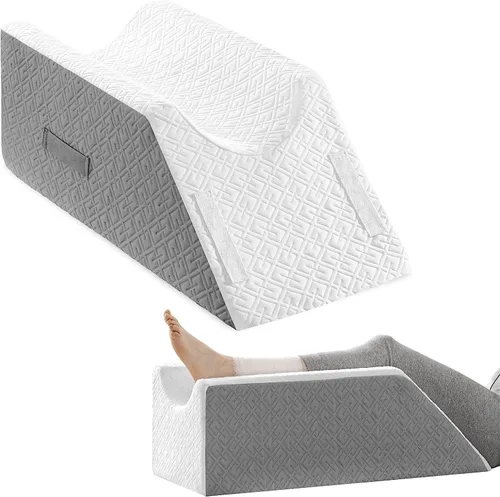 Vista 7 de UBBCARE - Almohada de elevación de pierna para recuperación de cirugía de pierna/rodilla, almohada de espuma viscoelástica con funda lavable de Gris