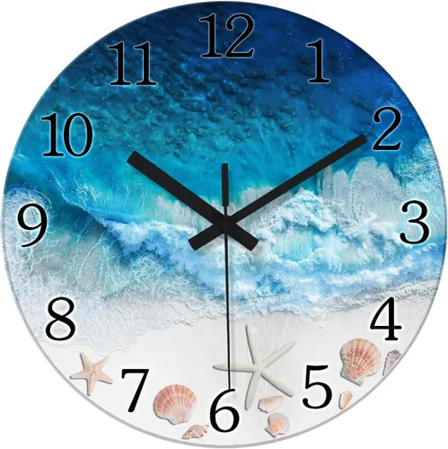 Vista 15 de XNM Relojes de Pared de Paisaje Natural para Baño, Funciona con Pilas, 30.5 cm, Negro y Blanco, Redondo, Silencioso, sin Tictac, de Vidrio, Pequeño