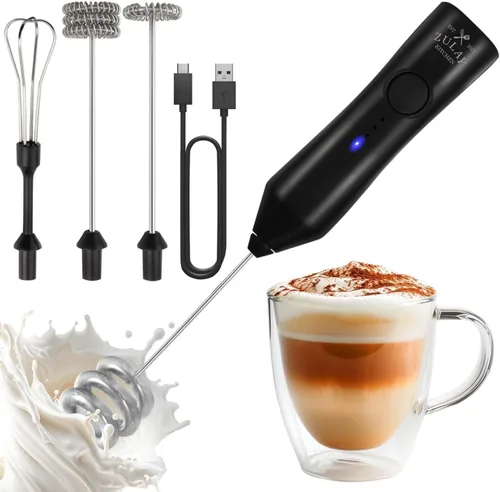 Vista 17 de Zulay Milk Boss Espumador de leche potente manual, hace espuma para latte, batidor para mezclar bebidas, café, miniespumador para capuchino, frappé