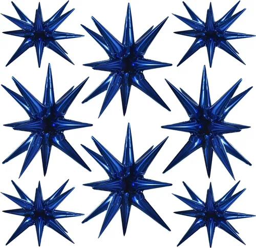 Vista 51 de TONIFUL 4 globos 4D enormes de estrella negra de 22 pulgadas, globos de aluminio de Mylar de estrella explosión para suministros de fiesta, telón