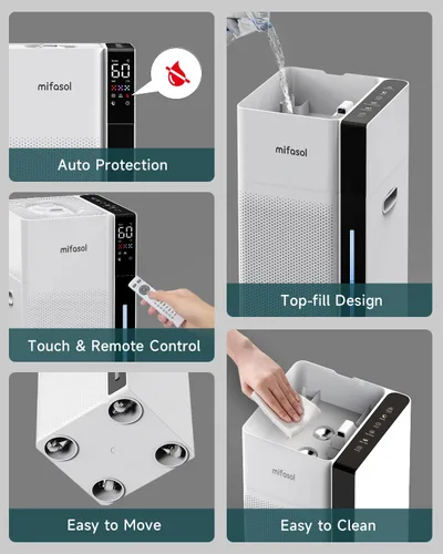 Vista 6 de Mifasol Humidificador para habitación grande, 5.3 galones/20 litros, humidificadores grandes para el hogar, 1500 pies cuadrados, humidificadores