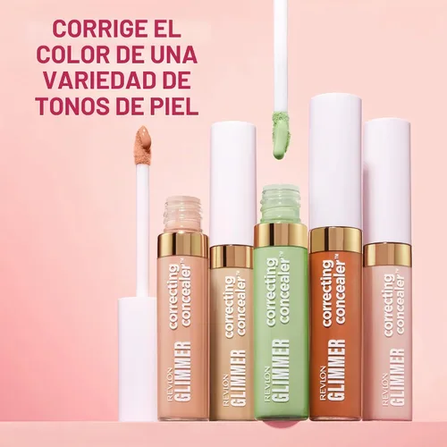 Vista 5 de Revlon Glimmer - Corrector con efecto corrector líquido para debajo de los ojos, hecho con cafeína, vitamina C y esteviosido, 100 Verde, 0.3 fl oz