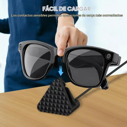 Vista 6 de Soporte de carga inteligente para lentes y cable compatible con Ray-Ban Meta Wayfarer Headliner Skyler, base de carga portátil USB-C para lentes
