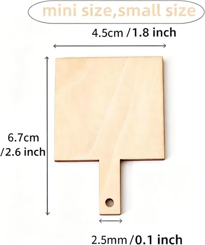 Vista 2 de 30 piezas de mini tabla de cortar de madera con asa, tabla de cortar en blanco de madera sin terminar, tabla de cortar de paleta pequeña tabla