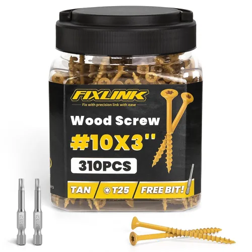 Vista 29 de Tornillos para madera de 2-1/2 pulgadas, tornillos para terraza FIXLINK #10 x 2-1/2", 310 piezas, recubiertos con epoxi, broca de estrella T25
