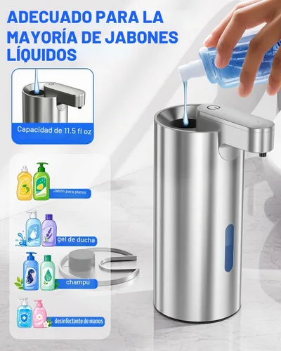 Vista 5 de Fantictas Dispensador automático de jabón sin contacto, acero inoxidable