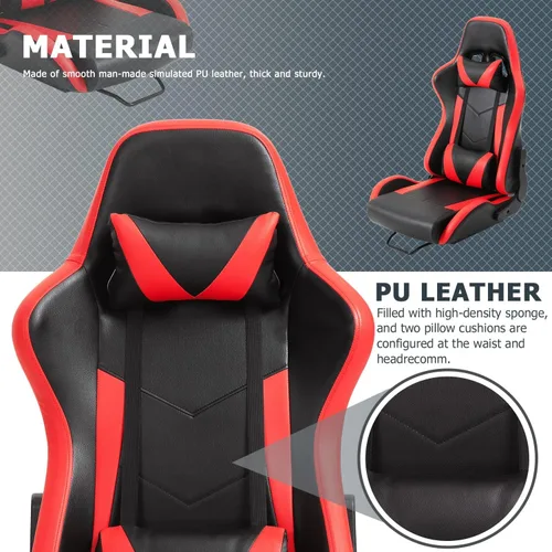 Vista 3 de Minneer Asiento de carreras de doble bloqueo, carga de 400 libras, ángulo ajustable, cómodo, transpirable, ergonómico, silla de juegos de vuelo