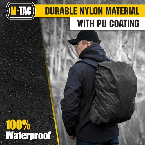 Vista 5 de M-Tac Mochila impermeable para lluvia, para senderismo, viajes, campamento, militares Negro