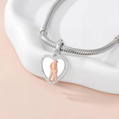 Vista 74 de PROESS Dije para padre, madre e hija, pulsera de plata de ley para pulseras, regalos de cumpleaños, día de San Valentín, para hija, madre, amante