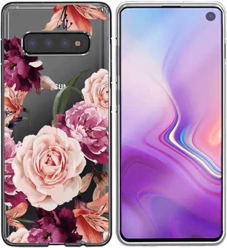 Vista 4 de Funda para Galaxy S10, delgada, a prueba de golpes, transparente, suave, flexible, TPU floral, funda protectora para Samsung Galaxy S 10 (2019)