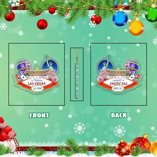 Vista 2 de LAS Vegas USA - Adorno de Navidad acrílico para árbol de Navidad, decoración clásica de recuerdo de viaje, colección de regalo -152
