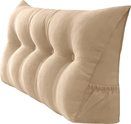 Vista 20 de Peachwell Almohada triangular de lectura para reposo en cama, cojín de refuerzo grande para cabecero, respaldo, almohada de cuña con funda extraíble