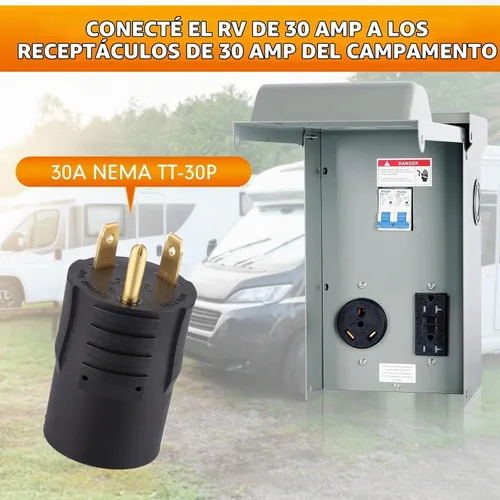 Vista 7 de Kanayu NEMA TT-30P a L5-30R Adaptador RV de 30 amperios, enchufe de bloqueo Negro