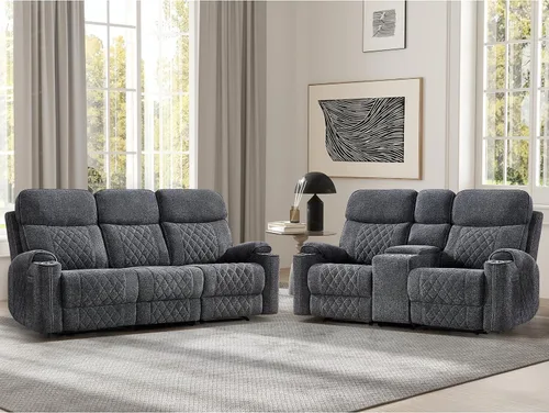 Vista 11 de EBELLO Sofá reclinable eléctrico de tela, sofá reclinable de dos plazas con portavasos, puertos de carga USB tipo C y espacio de almacenamiento, 2