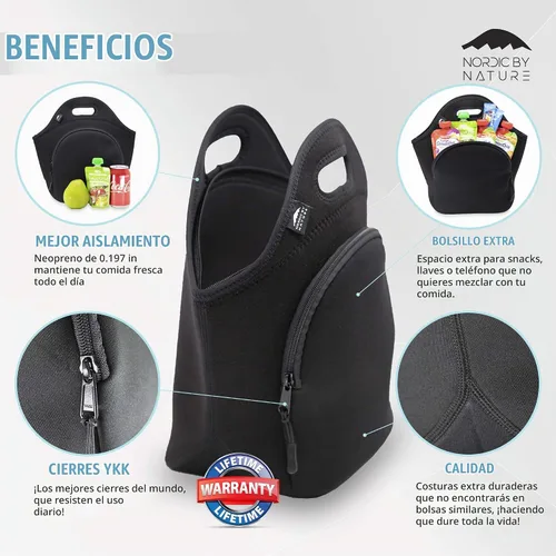 Vista 2 de Nordic By Nature Loncheras para mujeres y loncheras para niños, lonchera aislada de alta calidad, neopreno extra grueso, sensación de algodón suave