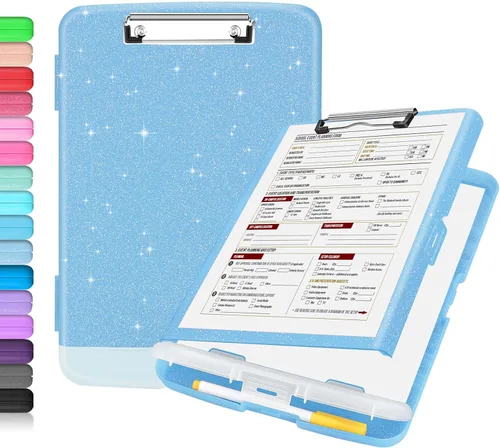 Vista 28 de Sooez - Sujetapapeles de documentos clínicos con almacenamiento, sujetapapeles de plástico resistente, de alta capacidad, con soporte para bolígrafo