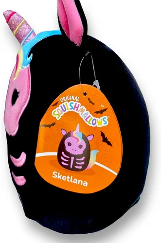 Vista 3 de Squishmallows Kellytoy oficial - Animal de peluche suave y blando de Halloween (Sketlana esqueleto de unicornio, 7 pulgadas)