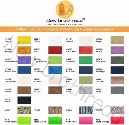 Vista 6 de New brothread - 30 opciones - 2 conos grandes de 5500Y (5000M) cada uno de hilo de poliéster hilado multiusos 40S/2 (Tex27) para serger, overlock